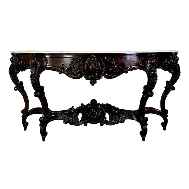 Rococo Revival Marble Top Console Table