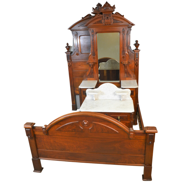 Victorian 3pc Marble Top Bedroom Suite