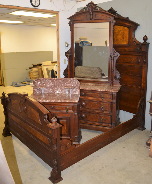 SOLD 3pc Marble Top Bed Set