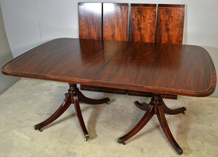 SOLD Mahogany Banded Inlaid Duncan Phyfe Banquet Table – 4 Leaves