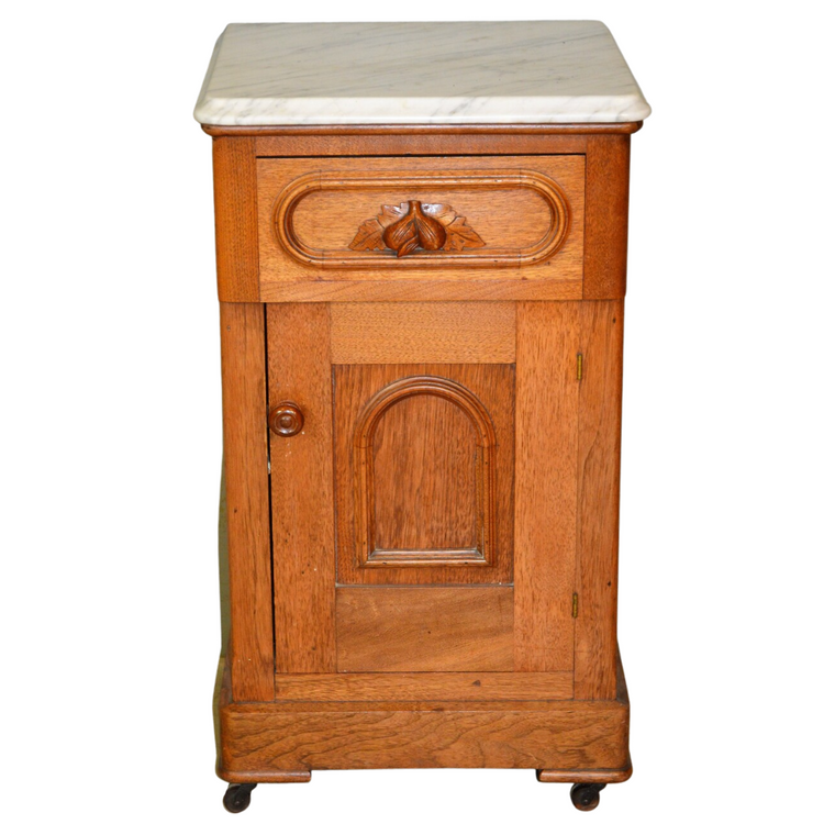 Victorian Marble Top Half Commode Nightstand