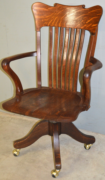 SOLD Victorian Oak Tall Swivel and Tilt Lawyers Bankers Office Chair