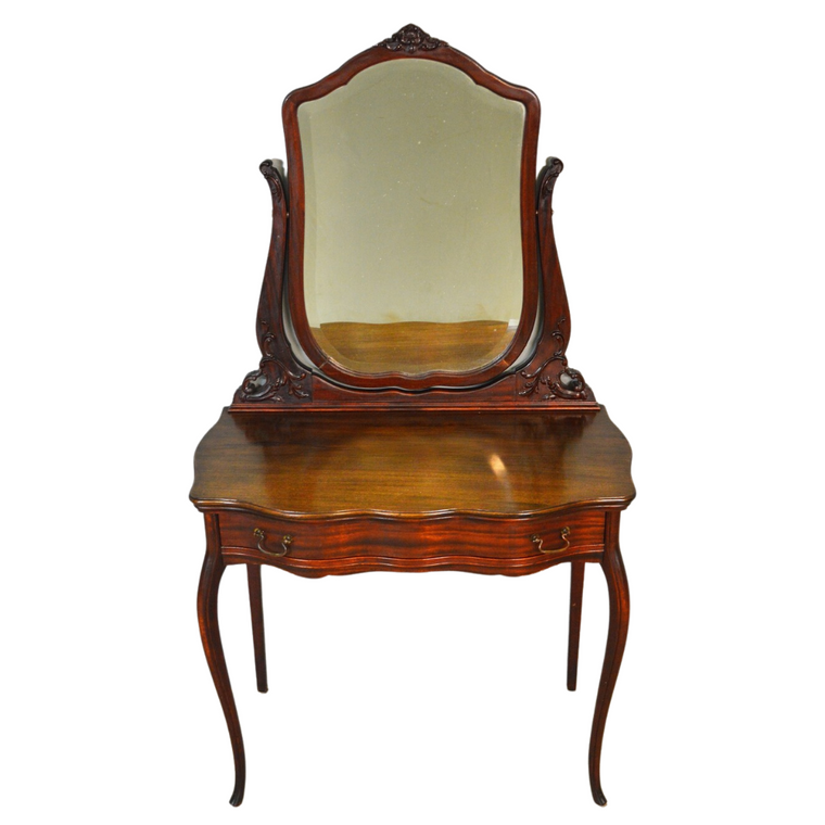 Mahogany Vanity with Bevel Glass Mirror