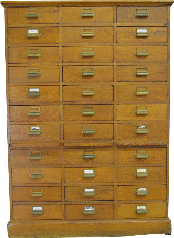 SOLD Antique Oak 33 Drawer File Cabinet