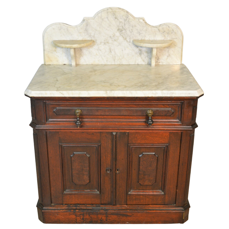 Victorian Walnut Marble Top Commode