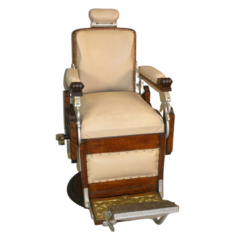 Victorian Oak Carved Barber Chair by Koken