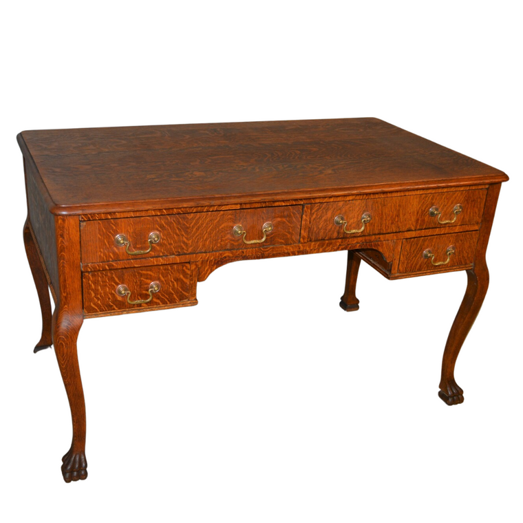 Oak Claw Foot Flat Top Desk