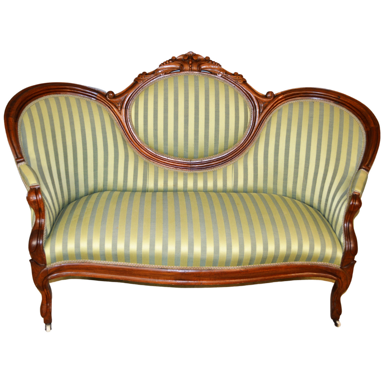 SOLD Antique Sofa, Antique Victorian Carved Cameo Back Sofa