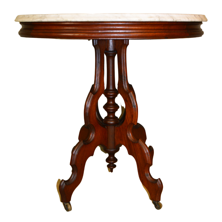 SOLD Antique Victorian Oval Marble Top Parlor Stand