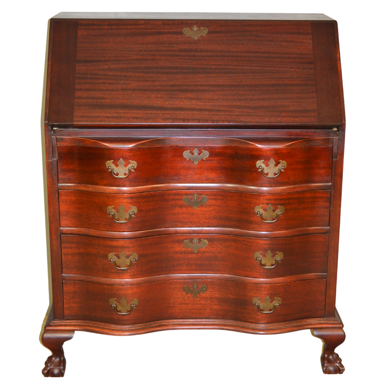 SOLD Mahogany Slant Top Governor Winthrop Ball and Claw Desk