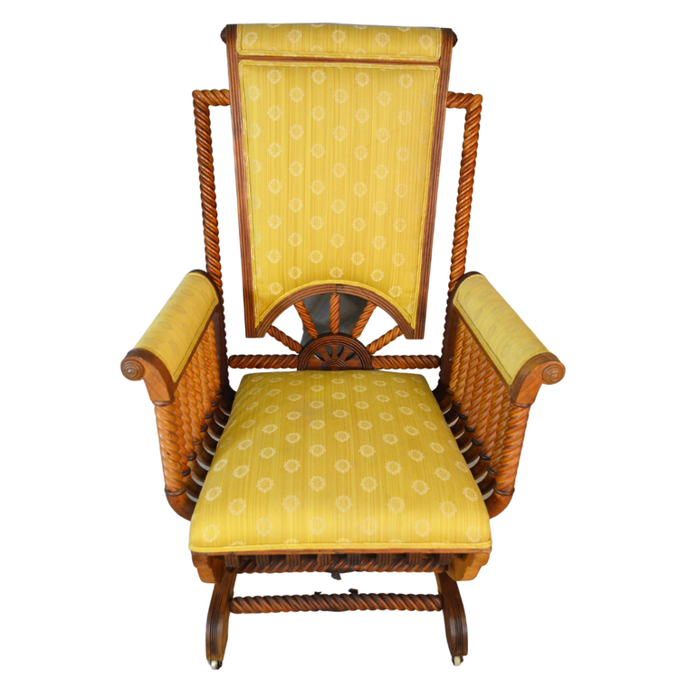 SOLD Antique Rocking Chair, Antique Victorian Platform Rocker Rope Twist by Hunzinger