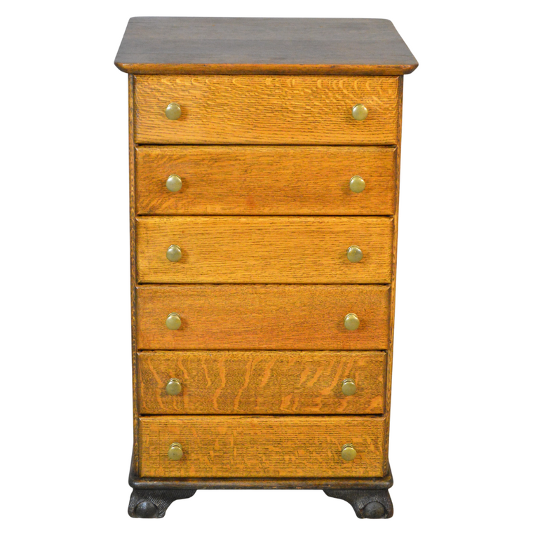 SOLD Oak Cylinder Record Cabinet with Ball and Claw Feet