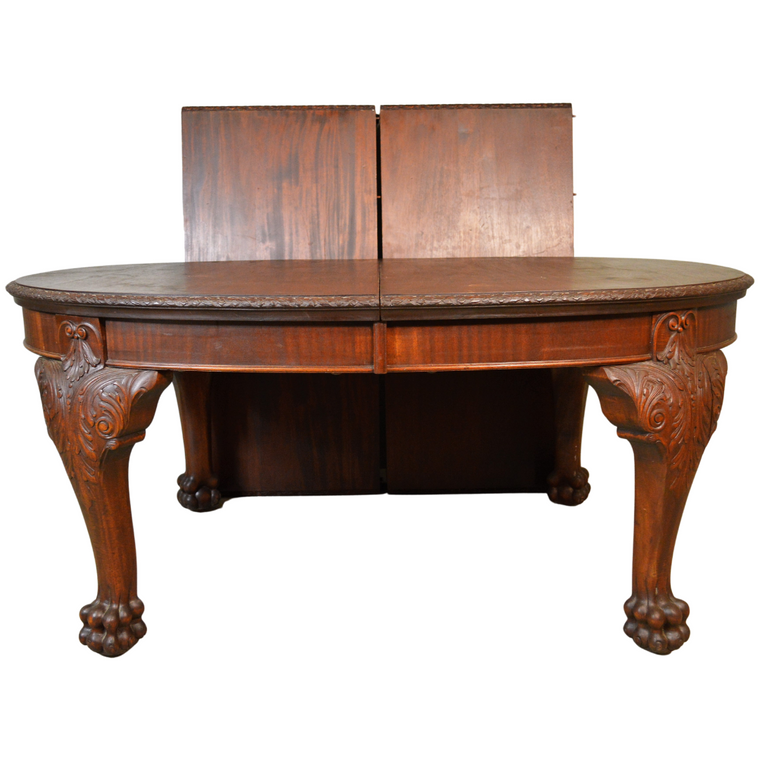 SOLD Antique Dining Table or Banquet Table with Claw Feet in Solid Mahogany