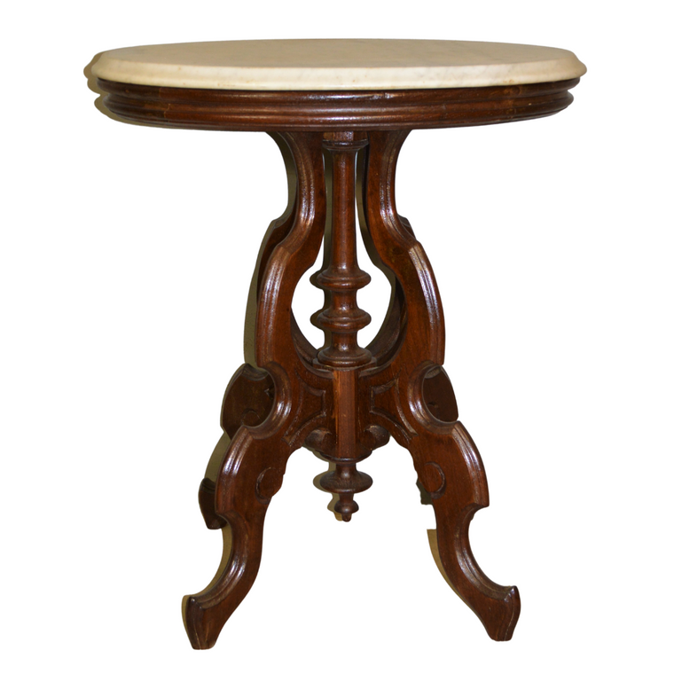 SOLD Antique Parlor Table, Victorian Oval Marble Top Hall Stand