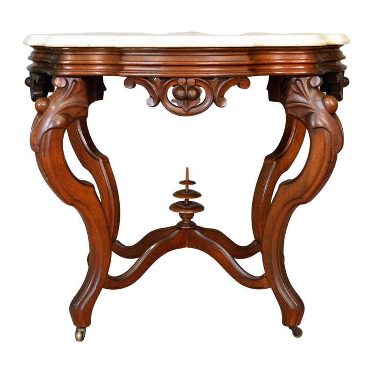 SOLD Antique Parlor Table, Victorian Grape Carved Marble Top Hall Stand