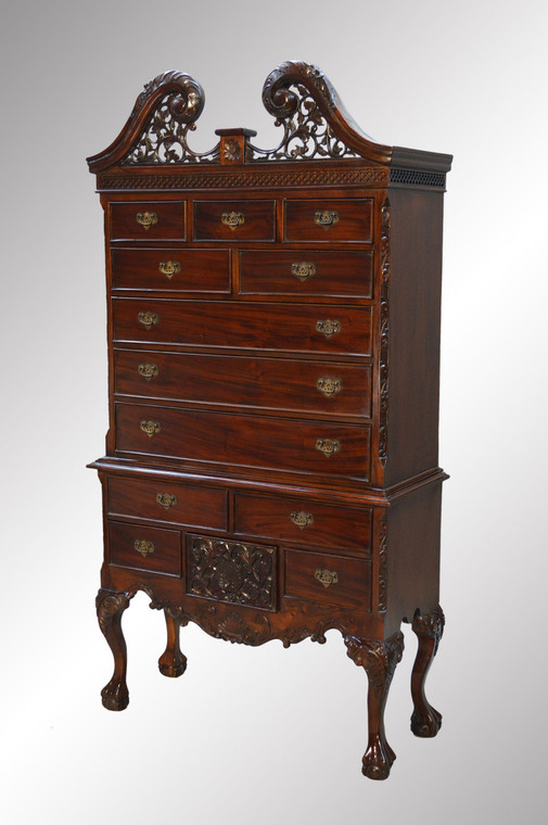 SOLD Chippendale Carved Mahogany Chest on Chest-FANCY