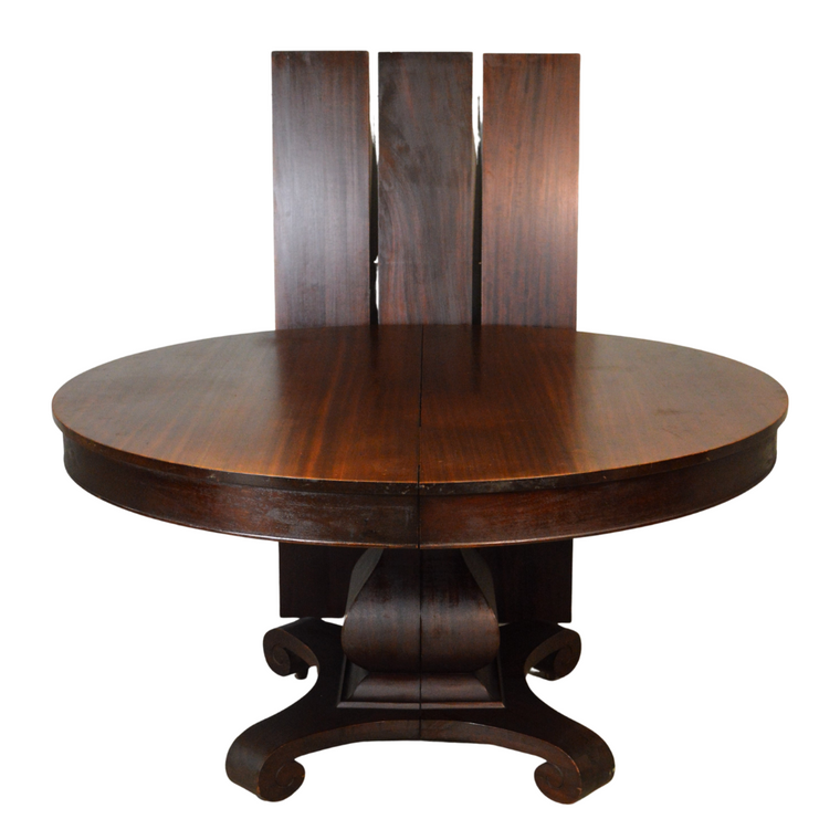 SOLD Antique Dining Room Table, Round Mahogany Empire Banquet Table