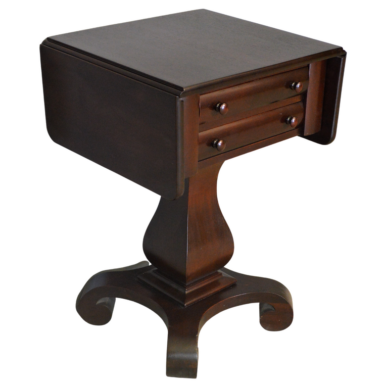 SOLD Antique Parlor Stand, Mahogany Drop Leaf Empire Worktable
