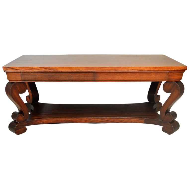 SOLD Antique Mahogany Empire Style Conference Library Table – 6 Feet Long