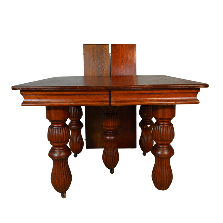 SOLD Antique Dining Table, Victorian Square Oak Table