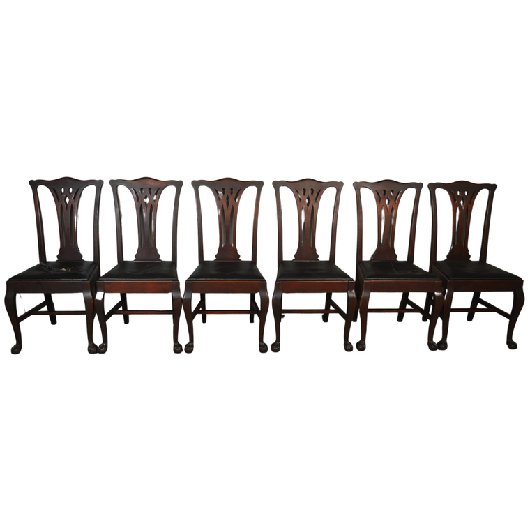 SOLD Antique Dining Room Chairs, Set of 6 Mahogany Ball and Claw Dining Chairs