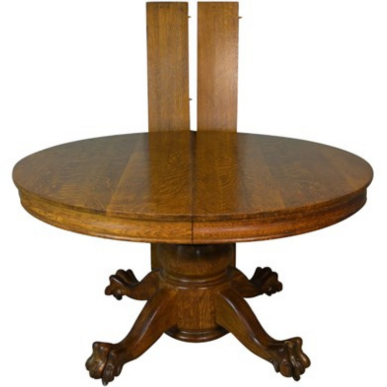 SOLD Antique Dining Table, Round Oak Claw Foot Dining Table – 54 Inches