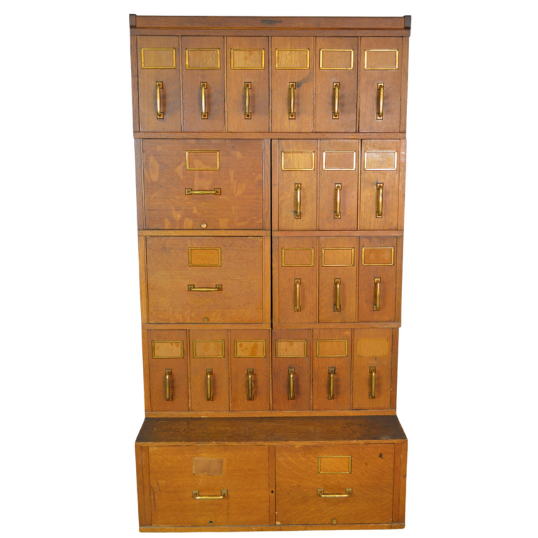 SOLD Antique File Cabinet Oak Large Sectional File Cabinet by Yawman
