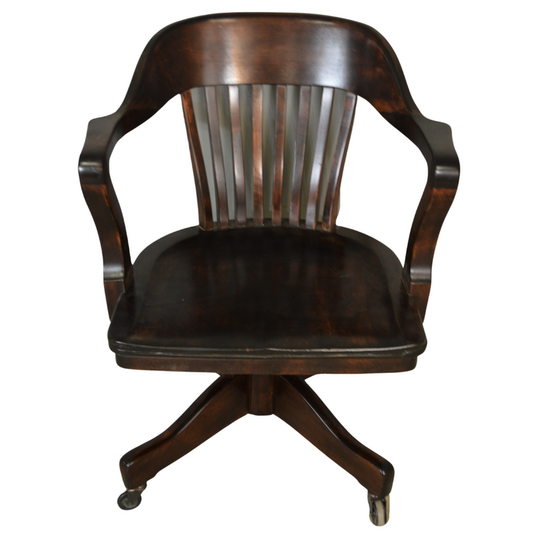 SOLD Antique Office Chair - Mahogany Swivel Tilt Lawyers/Bankers Chair
