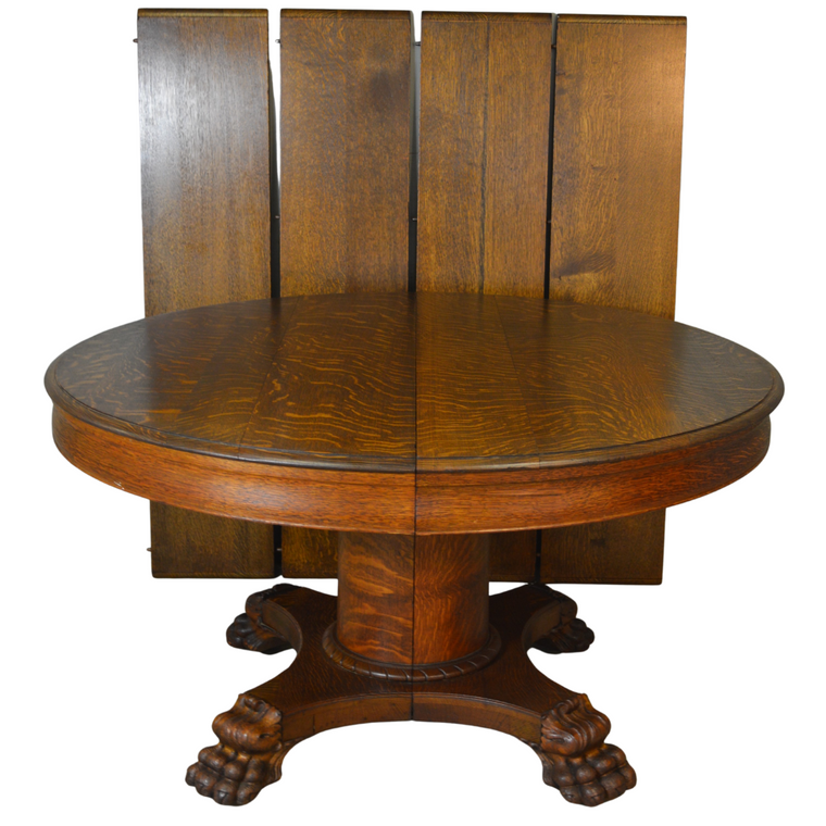 SOLD Antique Dining Room Table, Victorian Oak Claw Foot Banquet Table