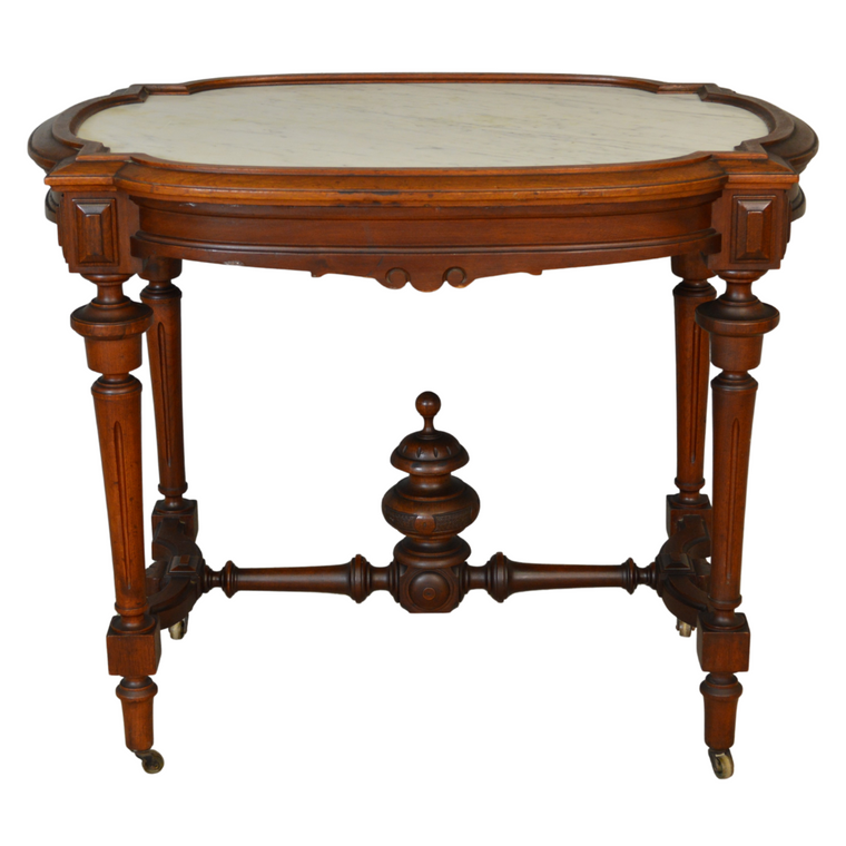 SOLD Antique Parlor Table, Victorian Marble Top Parlor Stand