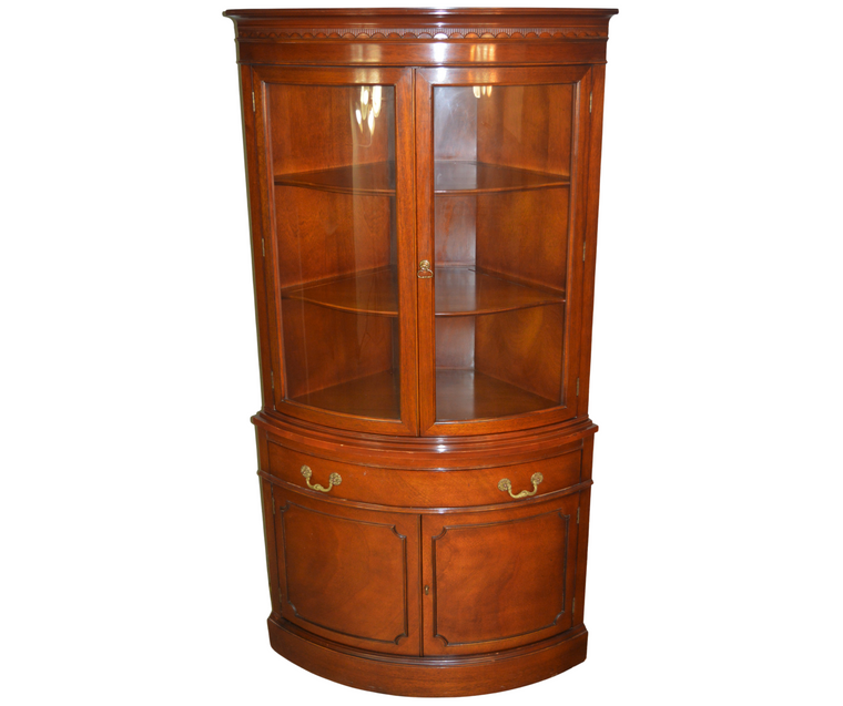 SOLD Antique Mahogany Duncan Phyfe Corner China Cabinet by Hickory