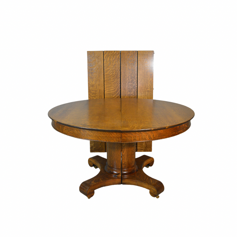SOLD Antique Oak Dining Room Table, Tiger Sawn Oak Banquet Table