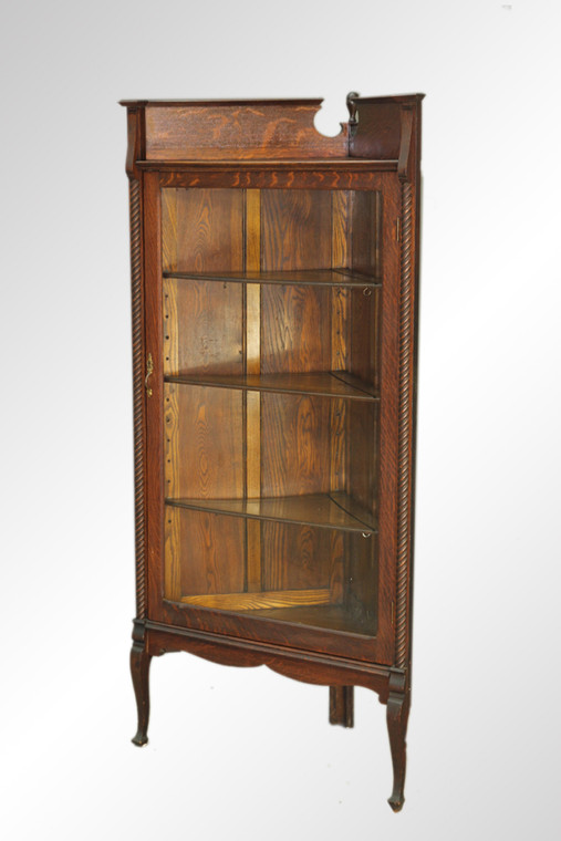 SOLD Antique Oak Victorian Corner China Cabinet