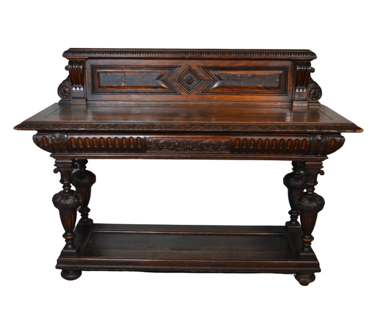 SOLD Antique Oak Server / Carved TV Stand