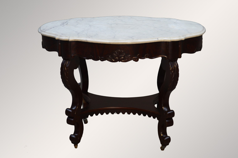 SOLD Antique Victorian Rosewood Marble Top Turtle Top Parlor Table REDUCED PRICE!