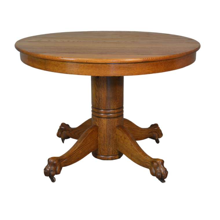 SOLD Antique Dining Room Table, Round Oak Claw Foot Dining Table - 42 inches