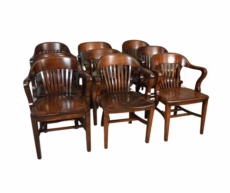 SOLD Antique Lawyers Arm Chairs - Assembled Set of 8