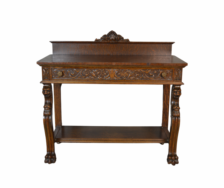 SOLD Antique Server in Oak with Lion - Horner Style