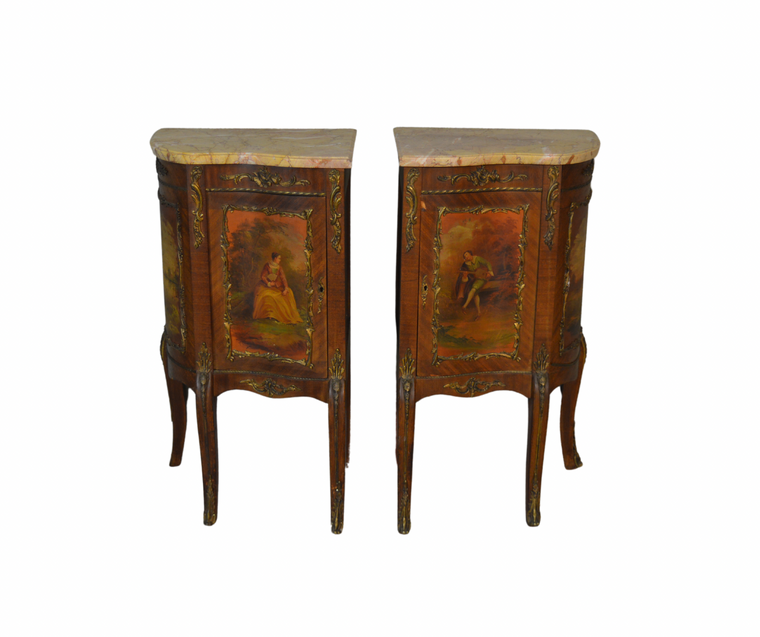 SOLD Antique Style Nightstands - French, Marble Top