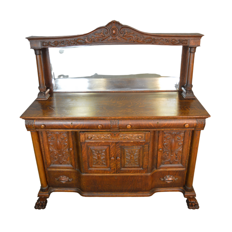 SOLD Antique Sideboard, Carved Oak Buffet