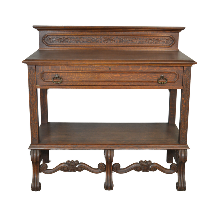 SOLD Antique Oak Server, Carved Victorian- TV stand