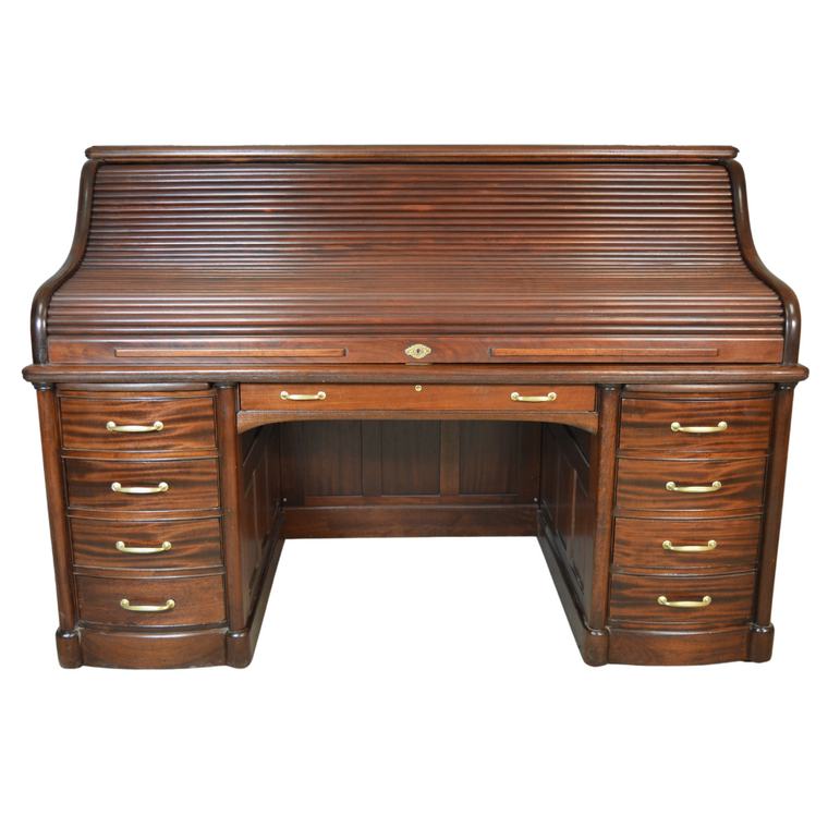 SOLD Antique Mahogany Roll Top by Derby - LARGE 72 inches wide - Refinished