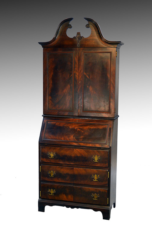 SOLD Mahogany Slant Top Bar Cabinet Disguised like a Desk