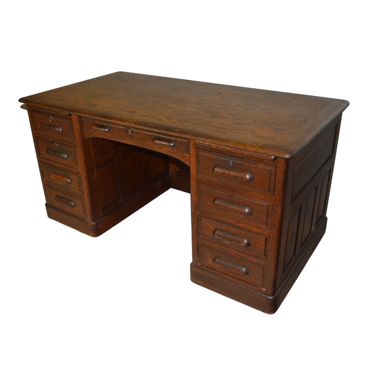 SOLD Antique Desk, Oak with Flat Top