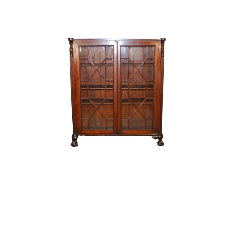 SOLD Antique Bookcase, Mahogany Two Door Clawfoot Bookshelf
