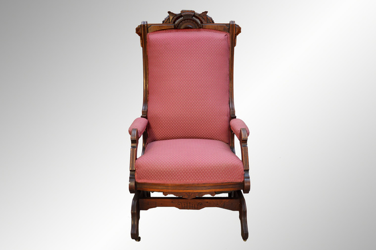 SOLD Antique Victorian Platform Burl Walnut Rocker