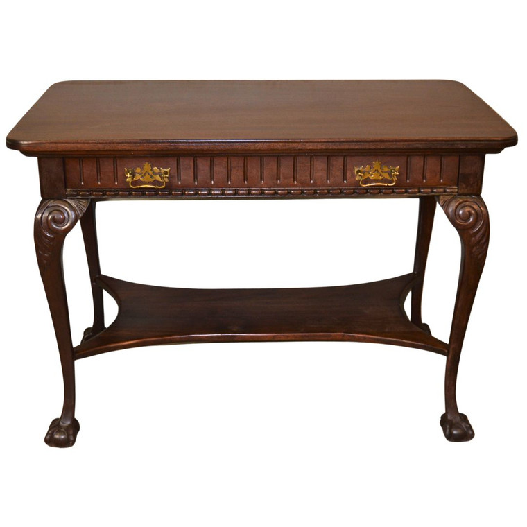 Antique Mahogany Ball and Claw Carved Library Table #21617