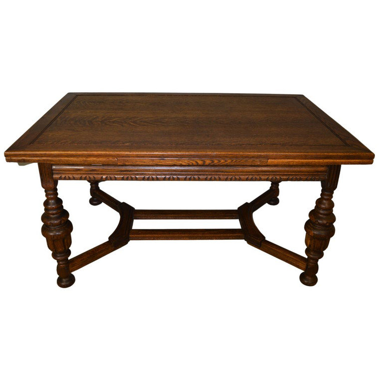 SOLD Antique Dining Room Table / Oak Draw Leaf Computer Table