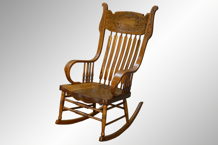 SOLD Oversize Victorian Press Back Rolled Arm Rocker  Unique