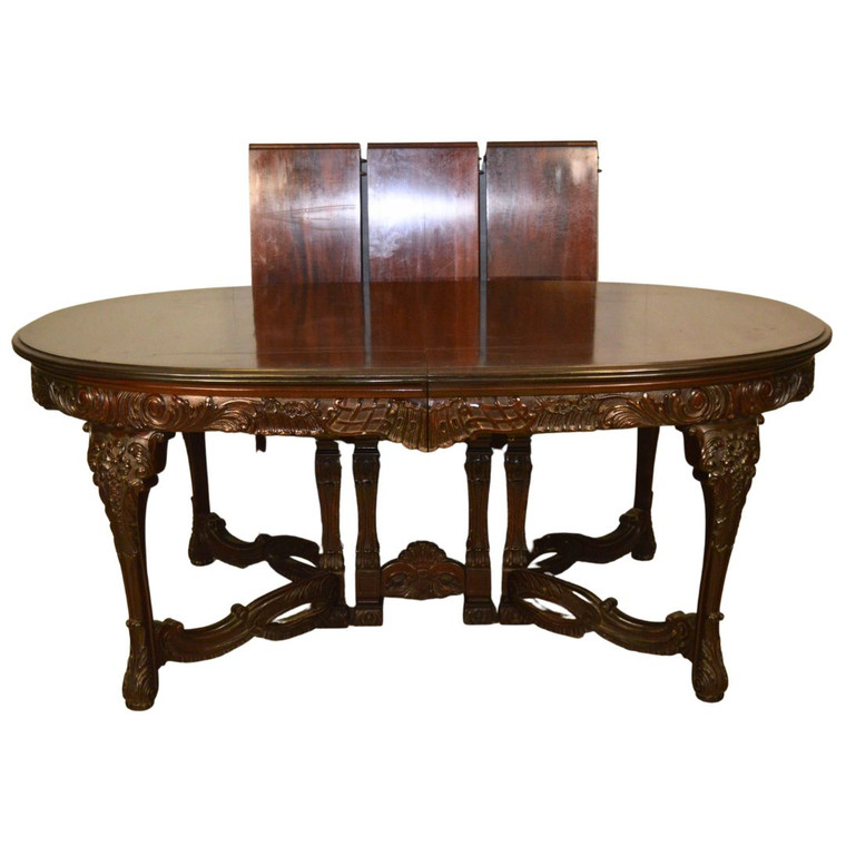 SOLD Antique Carved Mahogany Banquet Table, Dining Table